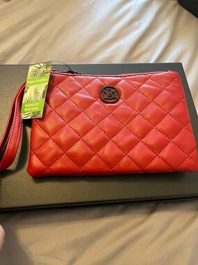 Badgley Mischka Quilted Red Wristlet Clutch